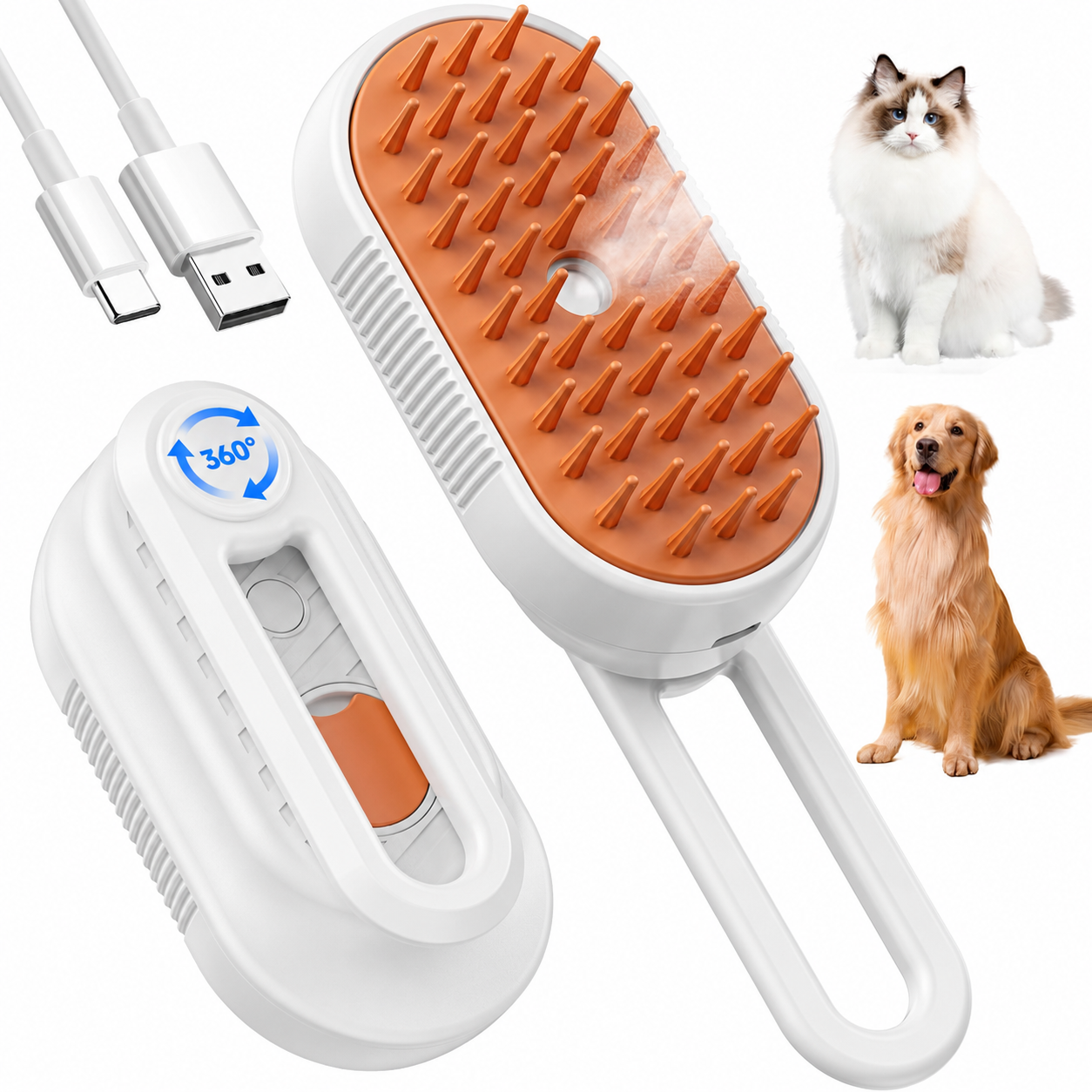 Cepillo de Vapor 3 en 1 para Mascotas