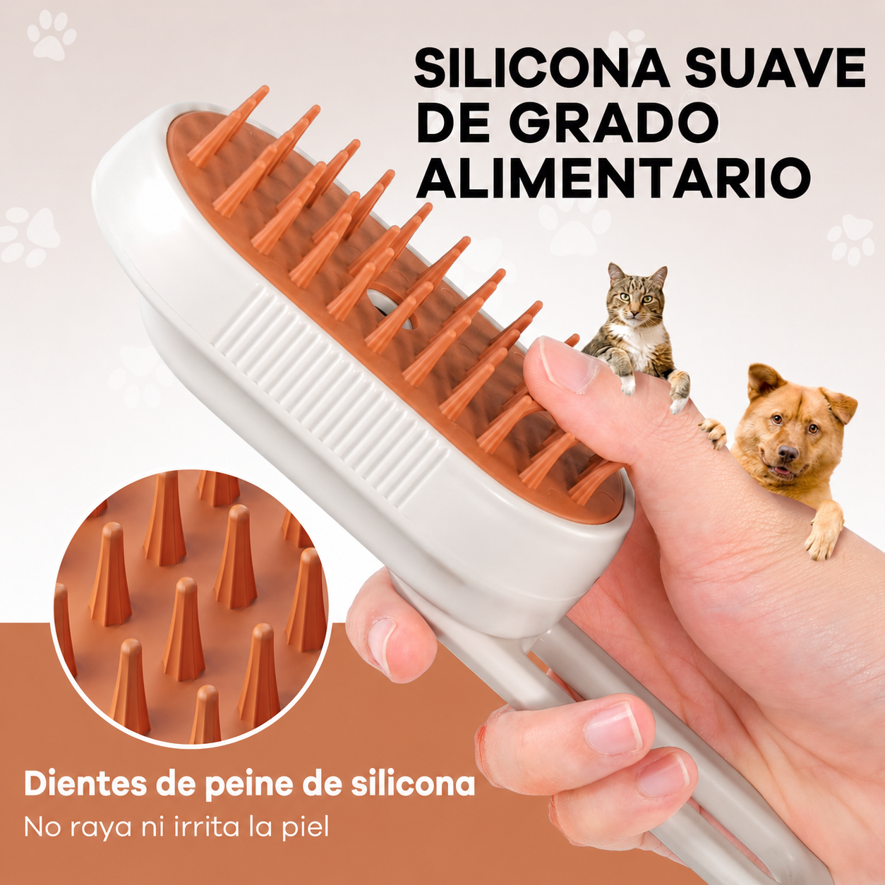 Cepillo de Vapor 3 en 1 para Mascotas